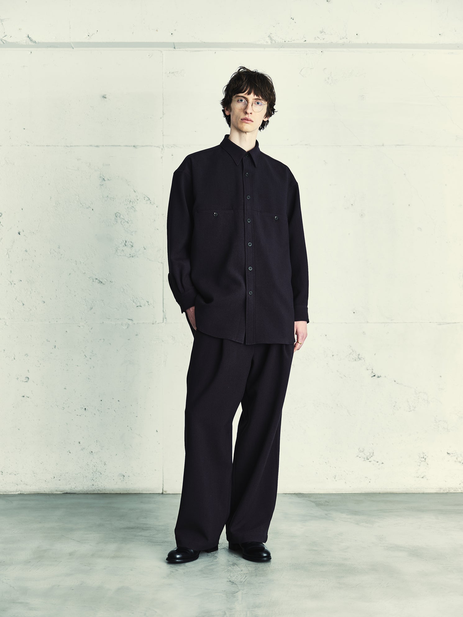 Ganshin wool gabardine - Jonk (Navy blue)