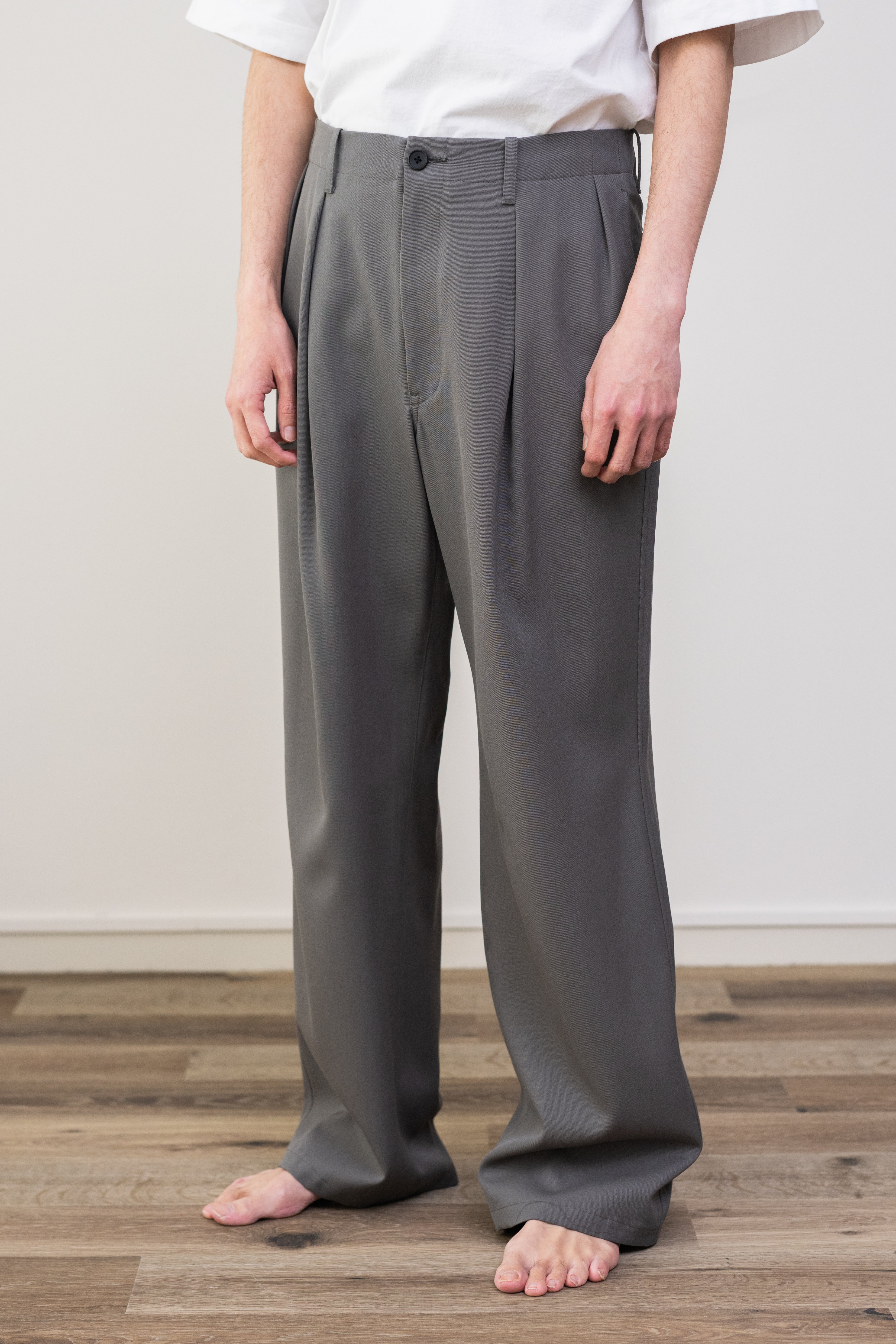 Ganshin wool gabardine - Bryan (Grey khaki)