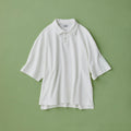 RAKINES SS2025の白い半袖ポロシャツ