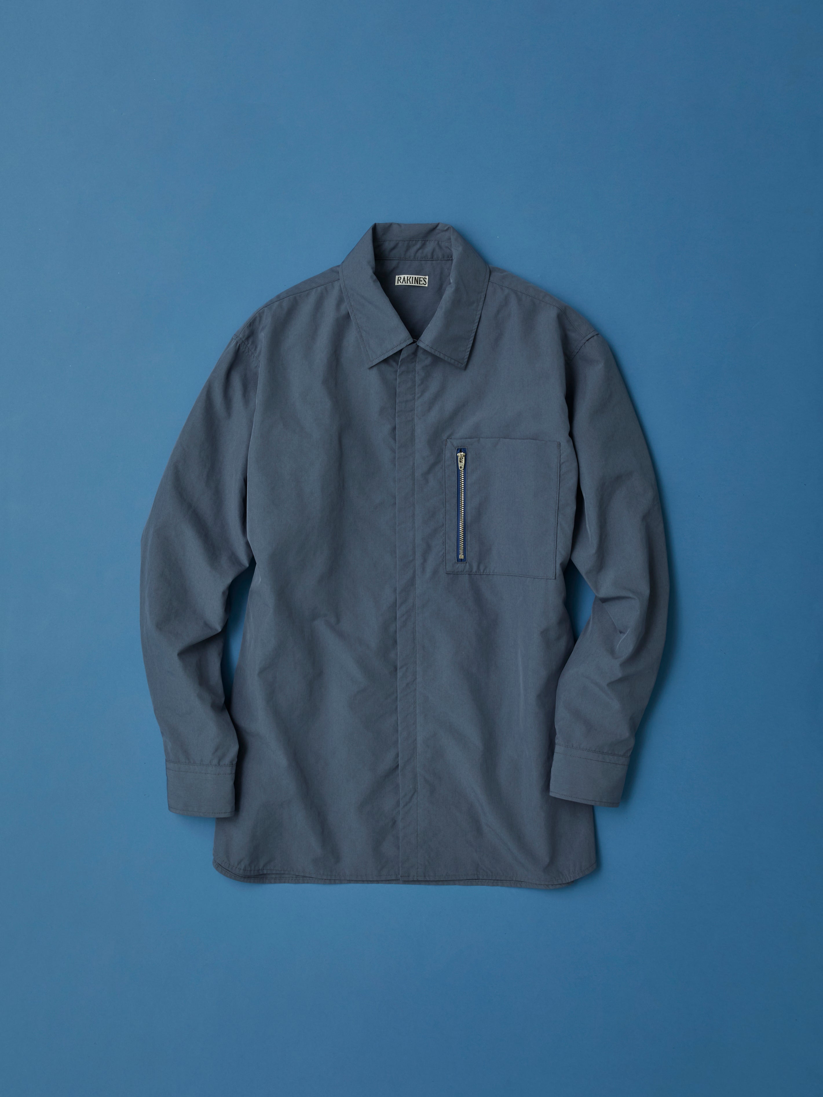 Hassui popline 2 Zip shirt（Cambridge blue）