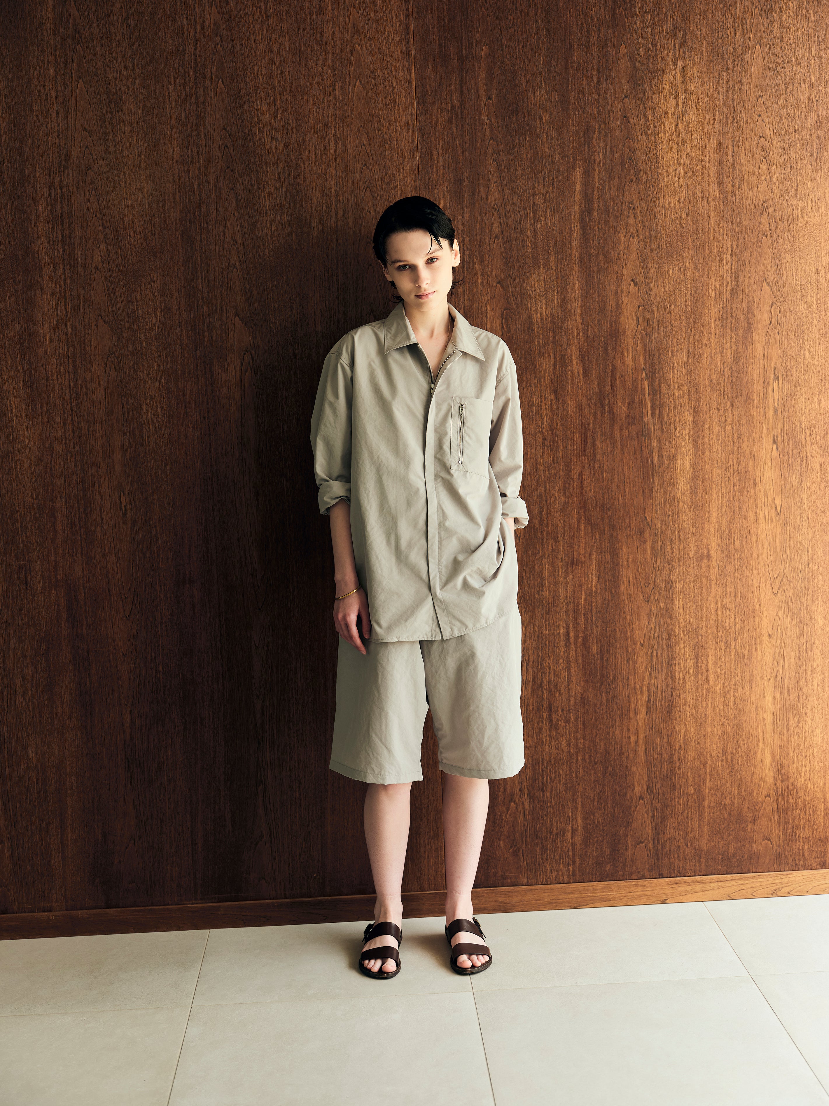 Hassui popline Bulky easy shorts（Space grey）