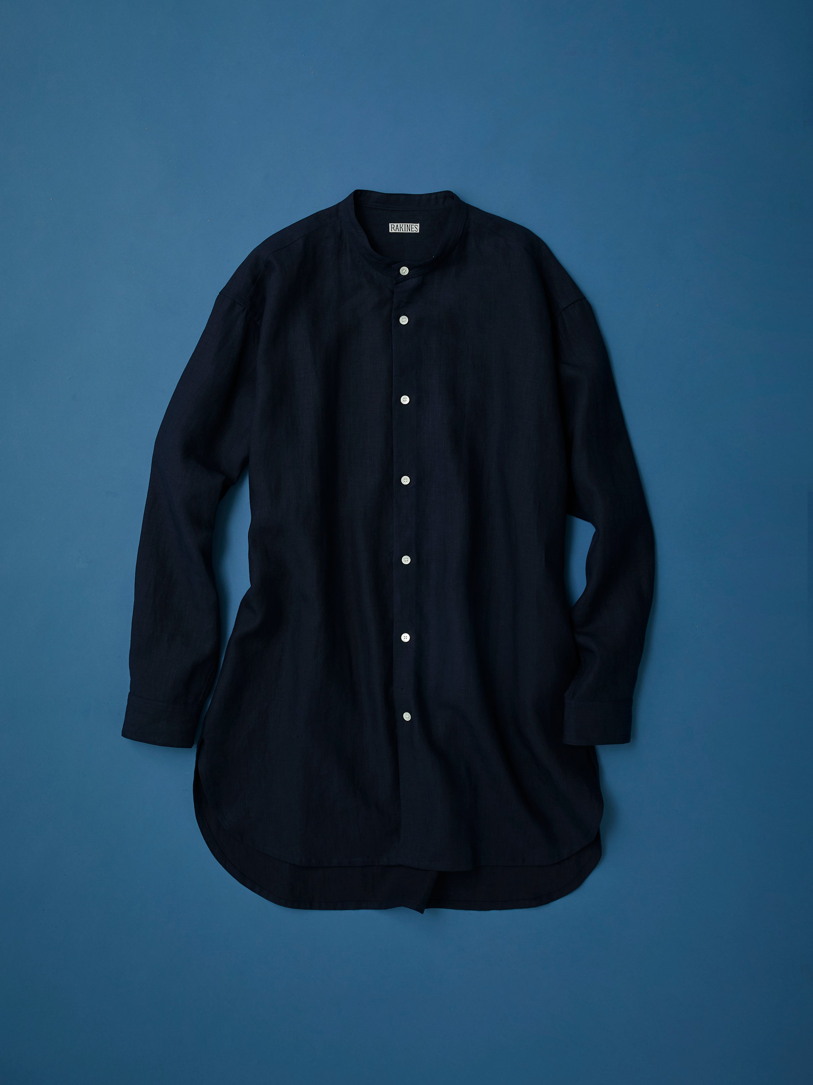 High count fine linen Ethnic shirt（Navy blue）