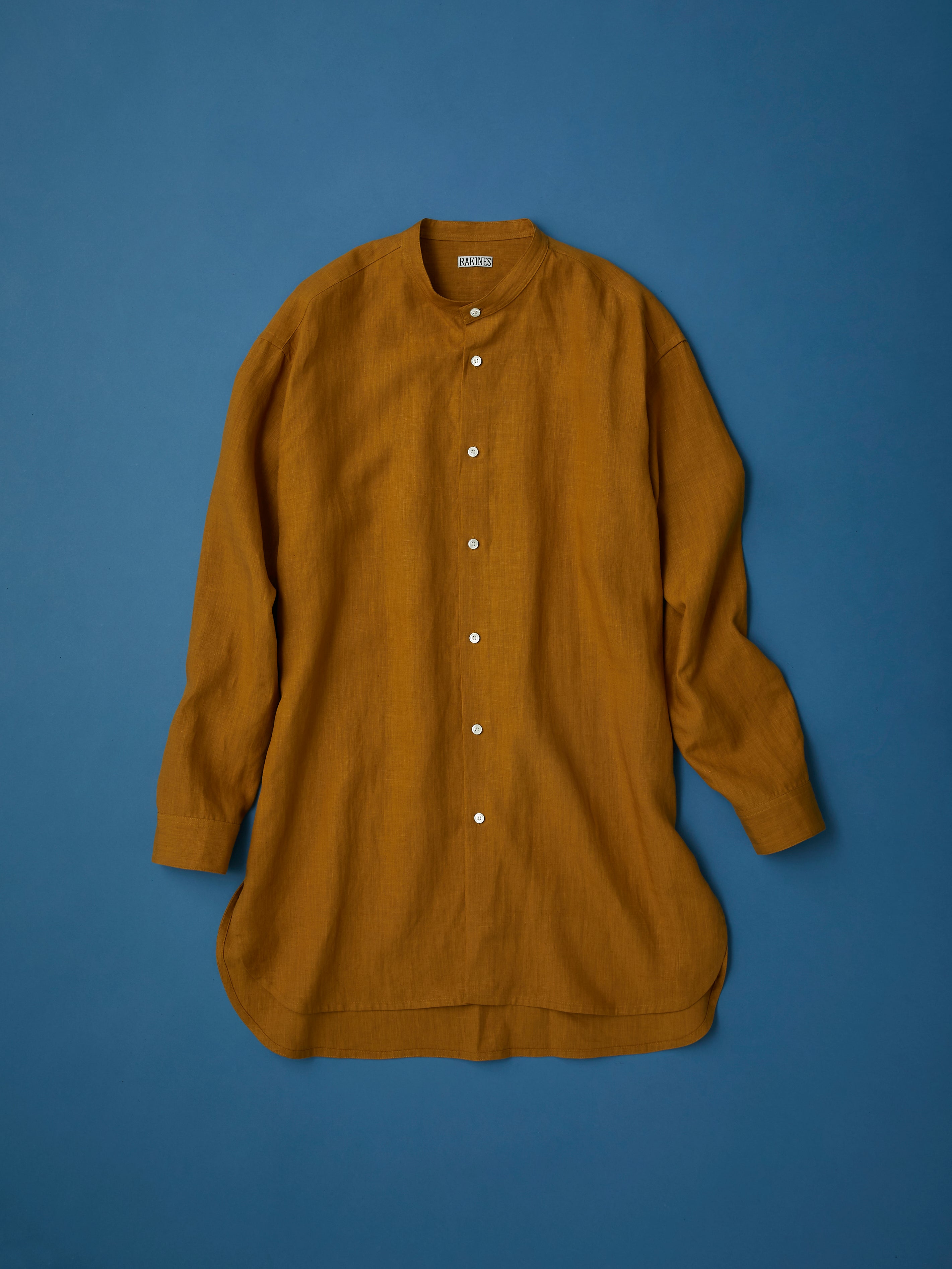 High count fine linen Ethnic shirt（Marigold）